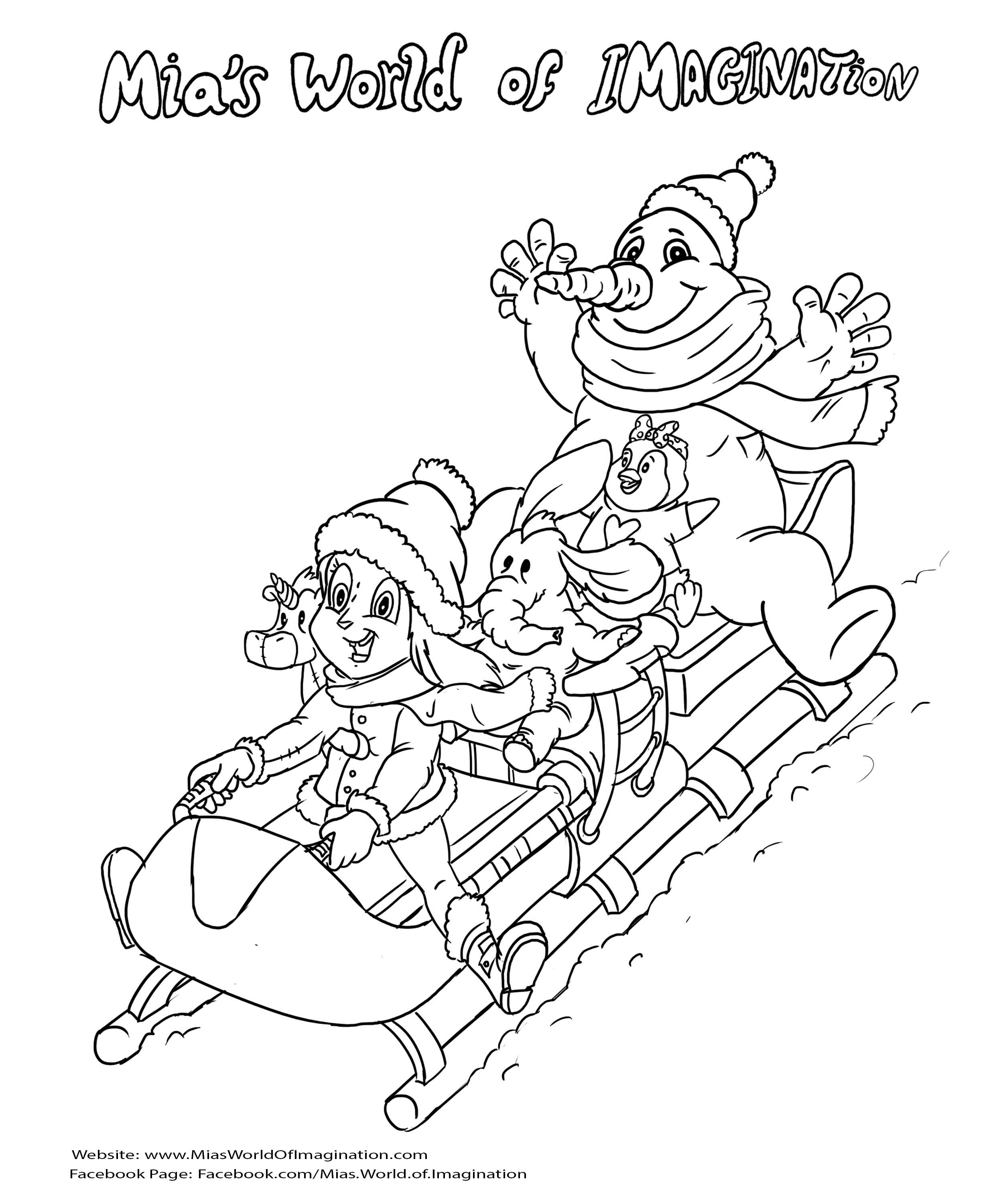 Mia&apos;s World of Imagination, Coloring Page, Snow Sled